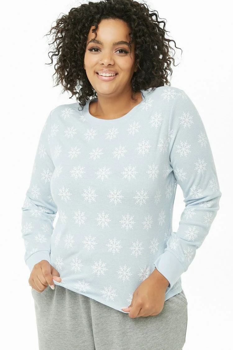 Plus Size Snowflake Print Thermal - Image 2