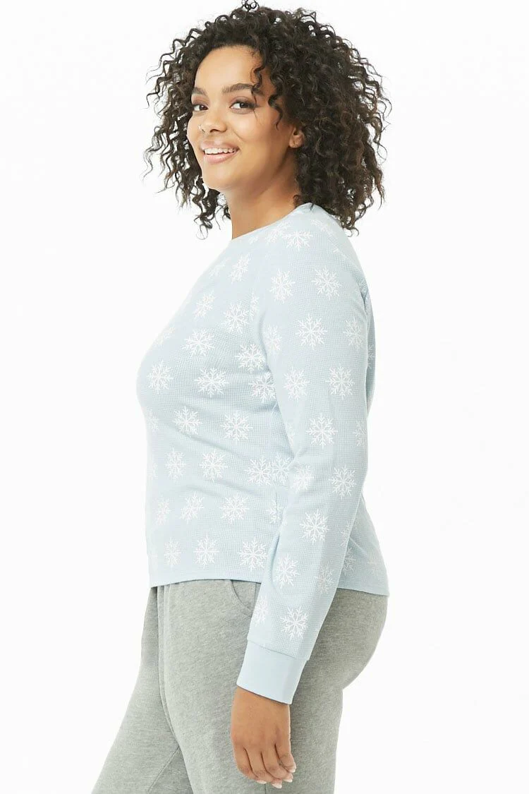 Plus Size Snowflake Print Thermal - Image 3