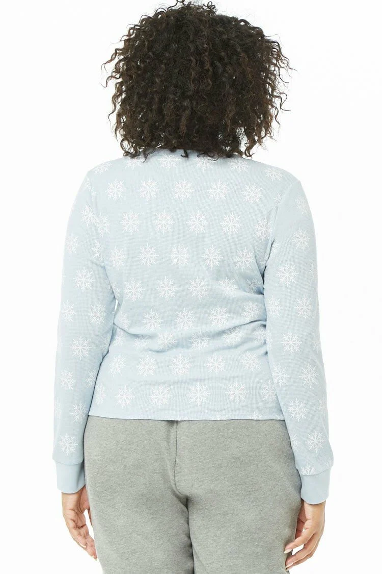 Plus Size Snowflake Print Thermal - Image 4