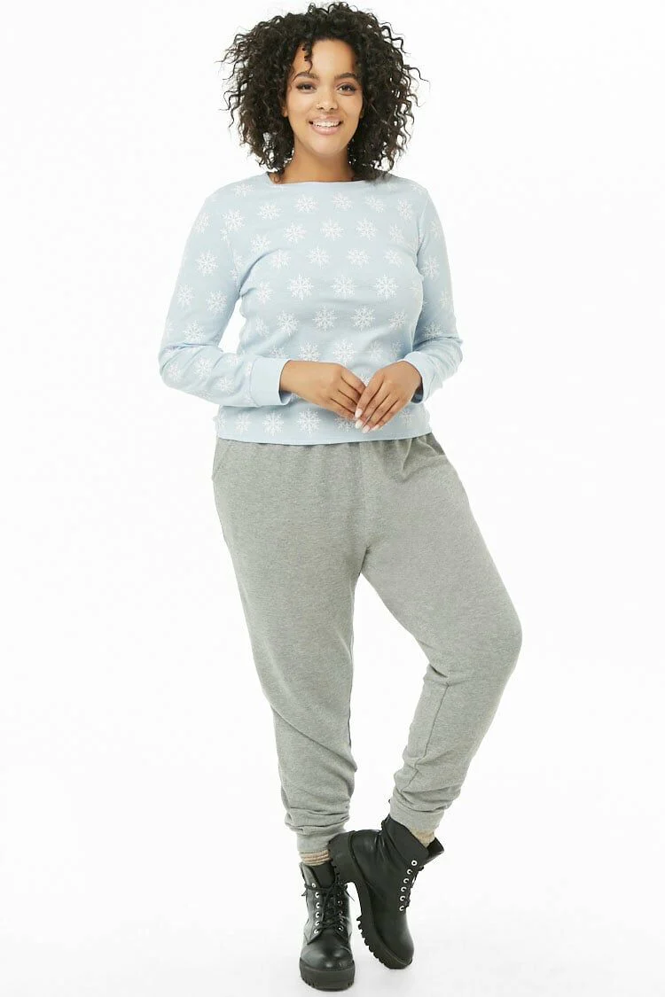 Plus Size Snowflake Print Thermal - Image 5