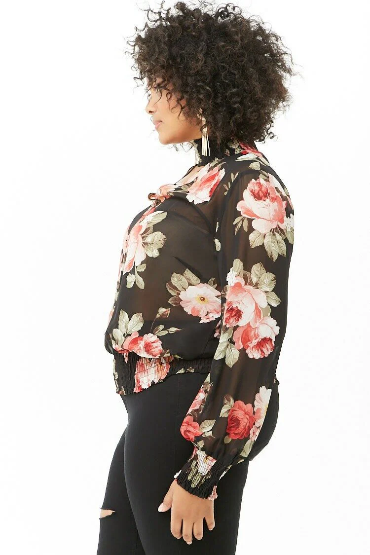 Plus Size Chiffon Floral Top - Image 2