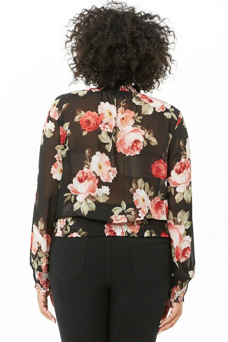 Plus Size Chiffon Floral Top - Image 3