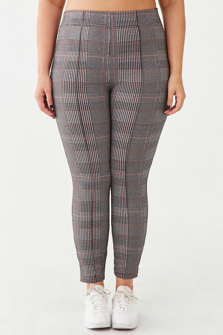 Plus Size Houndstooth Print Leggings - Image 2