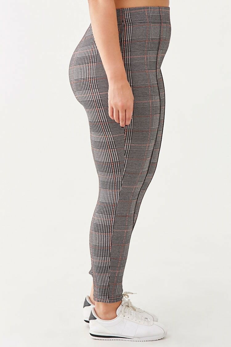 Plus Size Houndstooth Print Leggings - Image 3