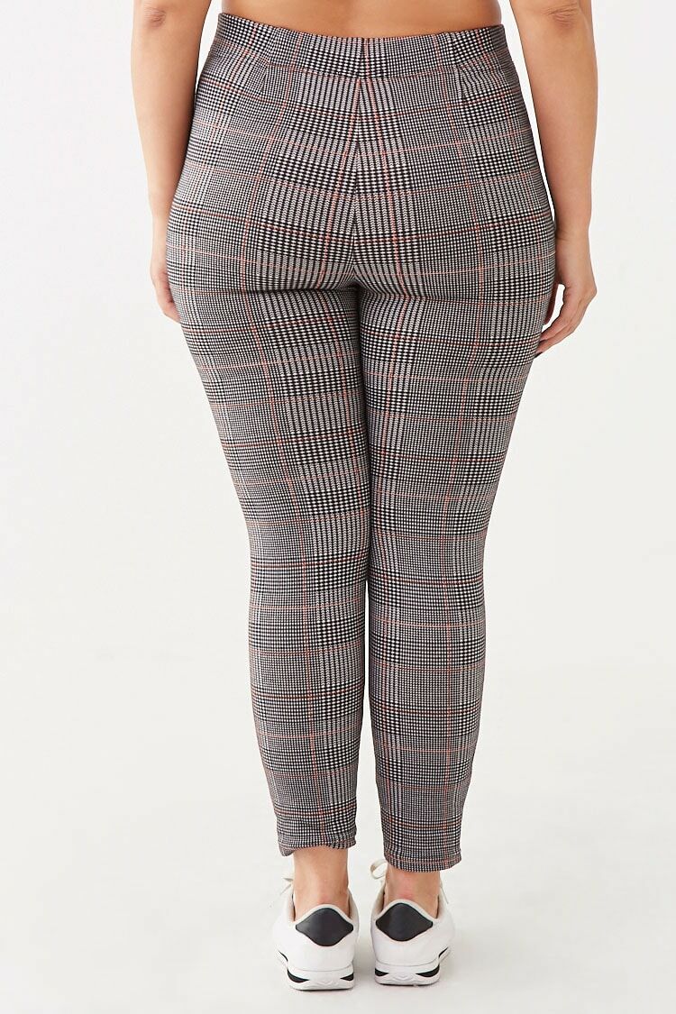 Plus Size Houndstooth Print Leggings - Image 4