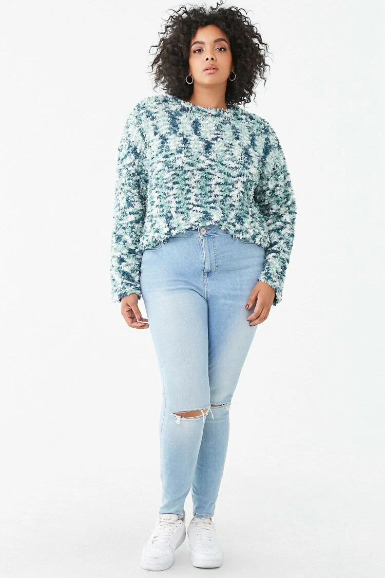Plus Size Fuzzy Chenille Sweater - Image 4