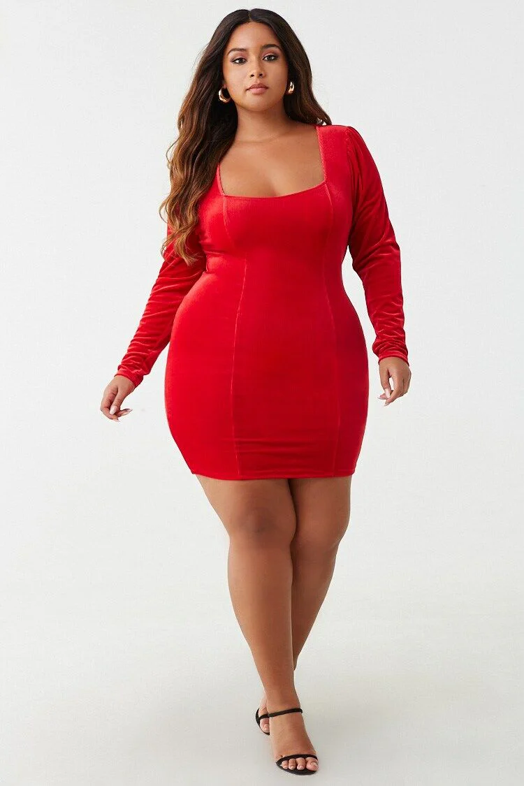 Plus Size Ribbed Velvet Dress - Image 4
