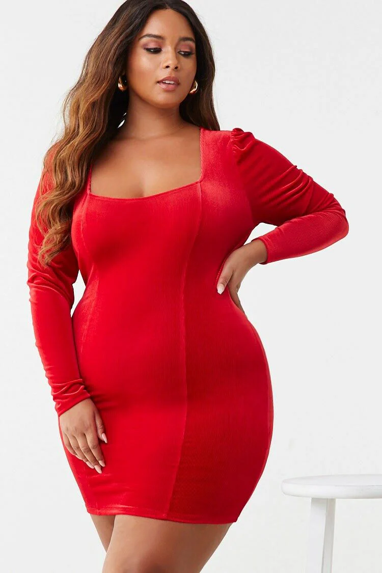 Plus Size Ribbed Velvet Dress - Image 5