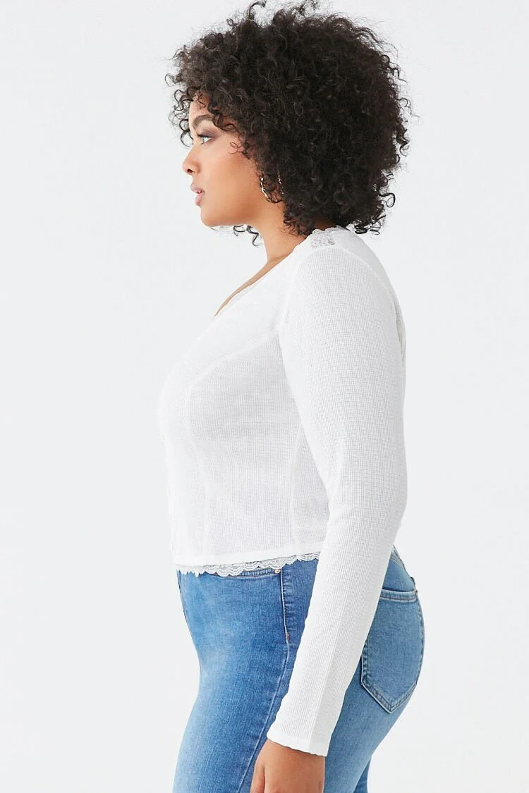 Plus Size Lace-Trim Top - Image 2