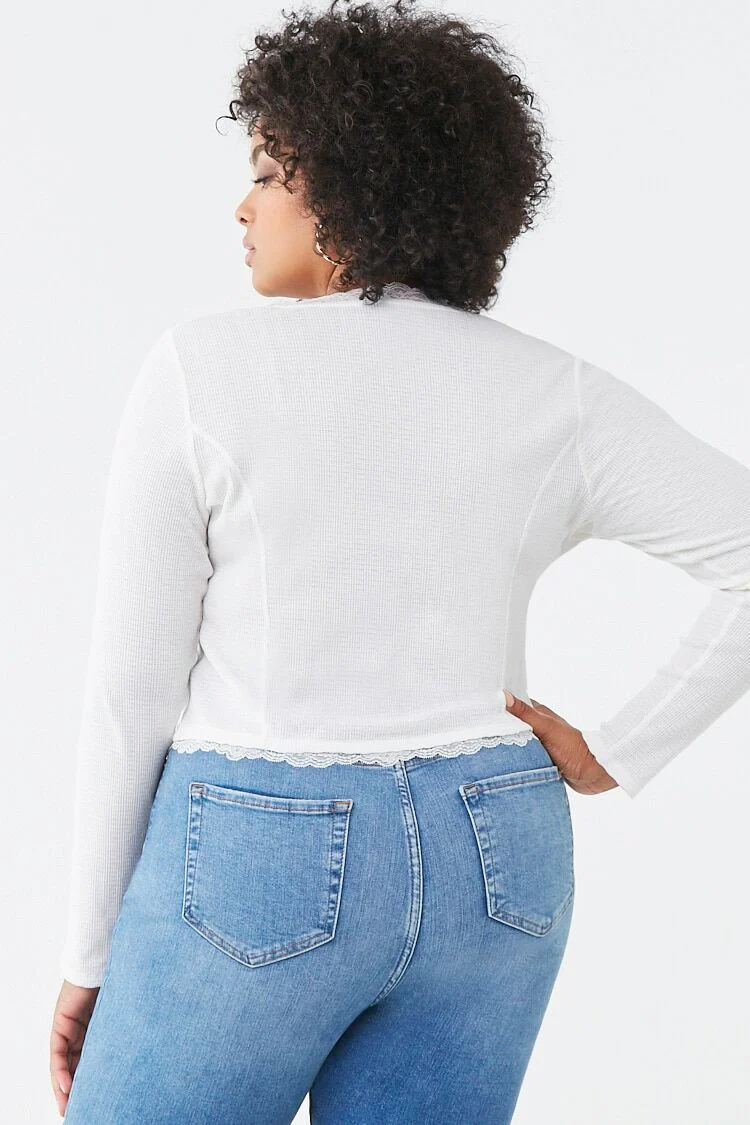 Plus Size Lace-Trim Top - Image 3