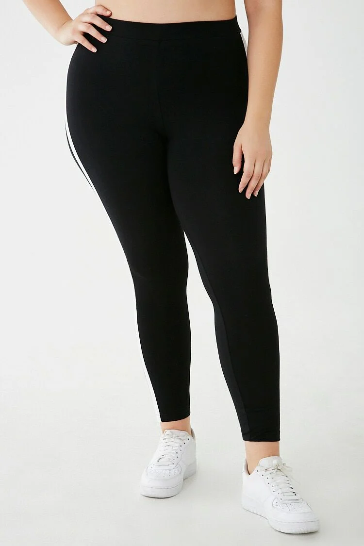 Plus Size Striped-Trim Leggings - Image 2