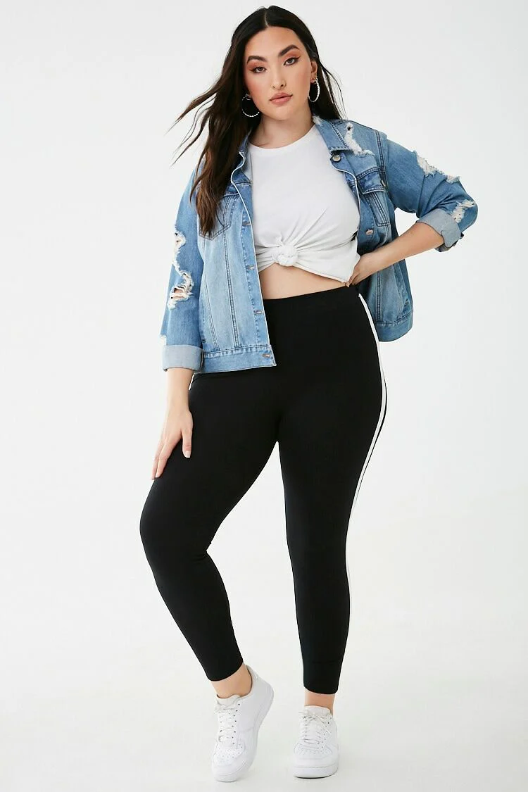 Plus Size Striped-Trim Leggings - Image 5