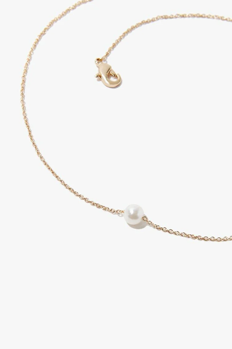 Faux Pearl Charm Necklace - Image 2