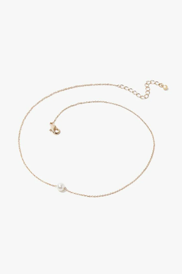 Faux Pearl Charm Necklace - Image 3