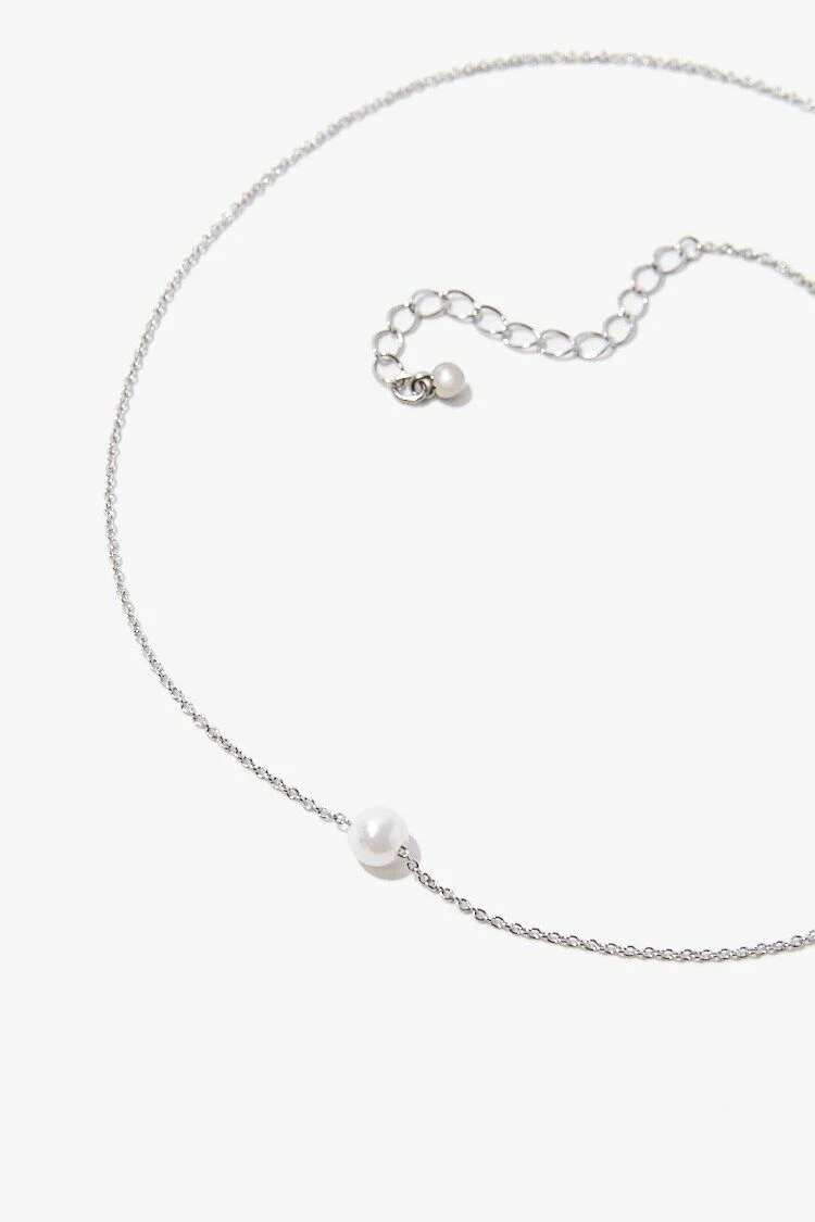 Faux Pearl Charm Necklace - Image 5