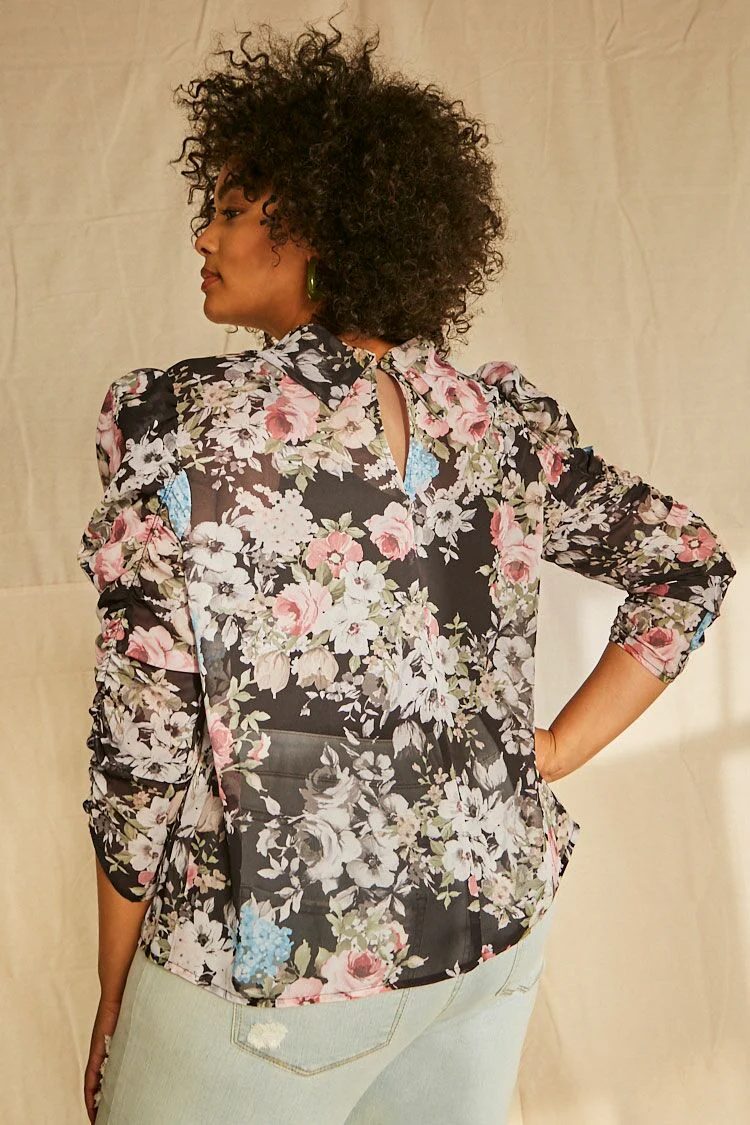 Plus Size Floral Chiffon Top - Image 3