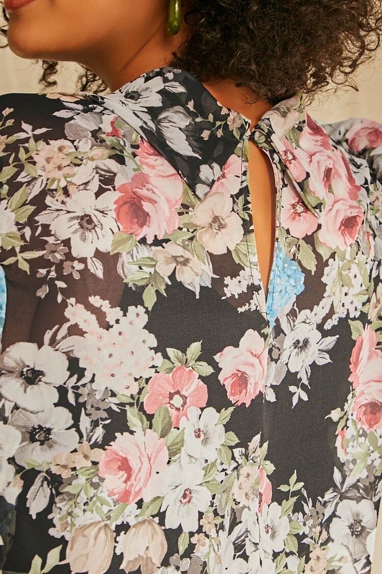 Plus Size Floral Chiffon Top - Image 5