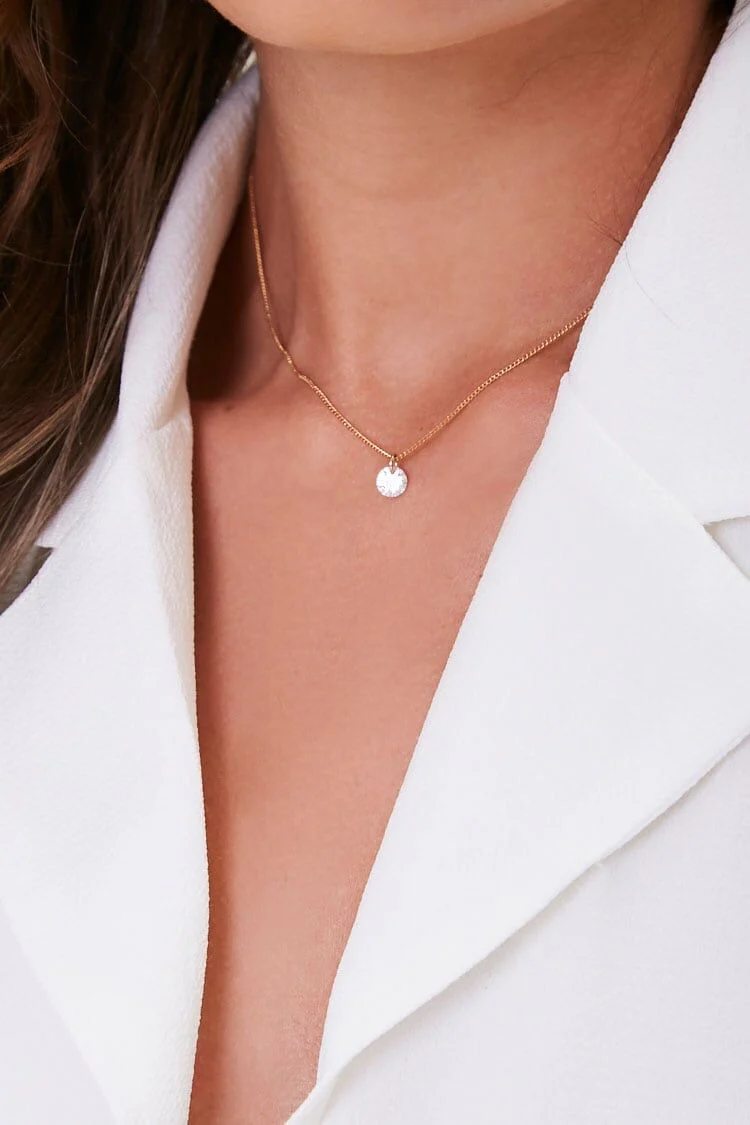 CZ Stone Charm Necklace - Image 7