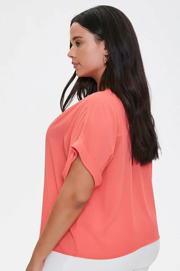 Plus Size Cuffed-Sleeve Top - Image 2