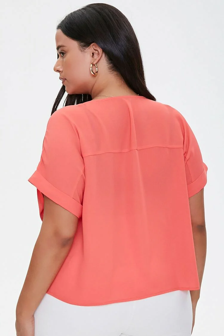 Plus Size Cuffed-Sleeve Top - Image 3