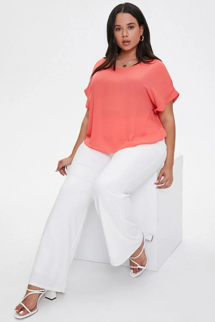 Plus Size Cuffed-Sleeve Top - Image 4