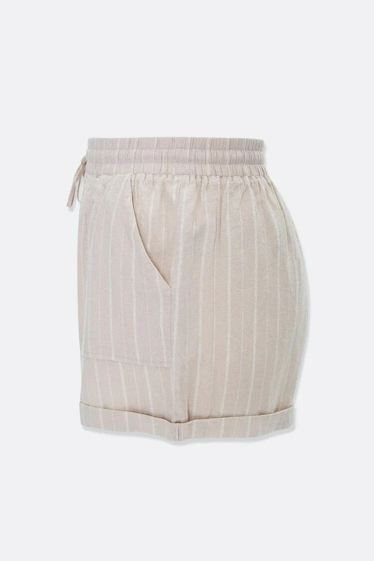 Plus Size Linen-Blend Striped Shorts - Image 2