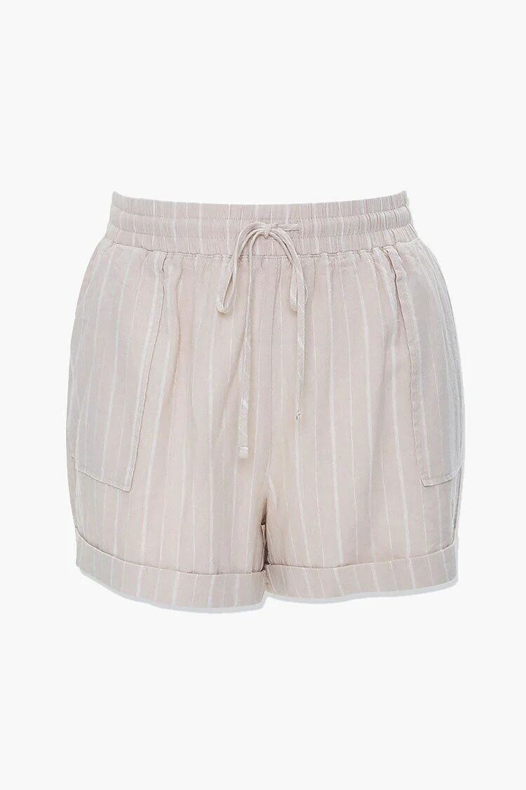 Plus Size Linen-Blend Striped Shorts - Image 4