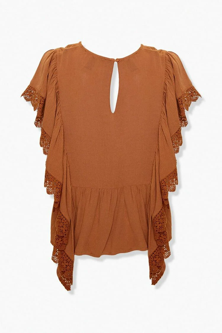 Lace-Trim Angel Sleeve Top - Image 2