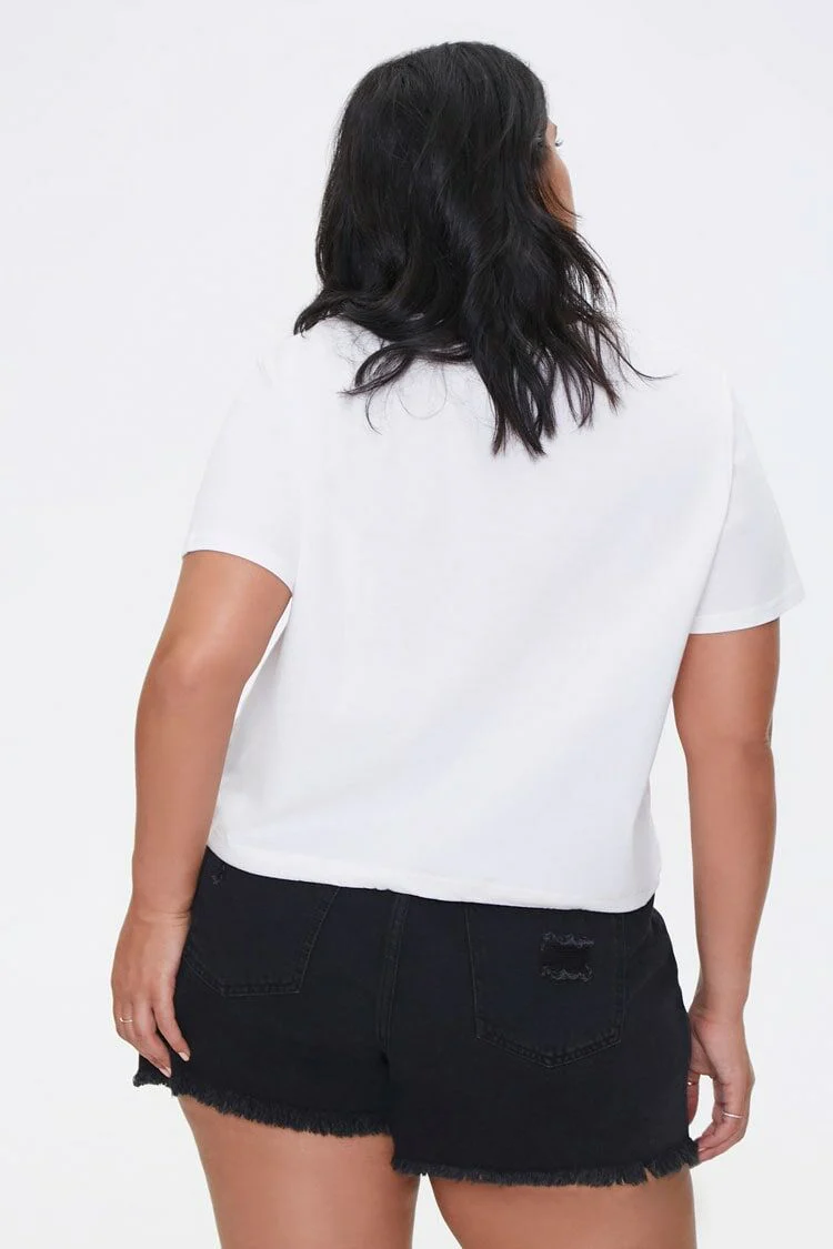 Plus Size Rose Graphic Toggle Tee - Image 3