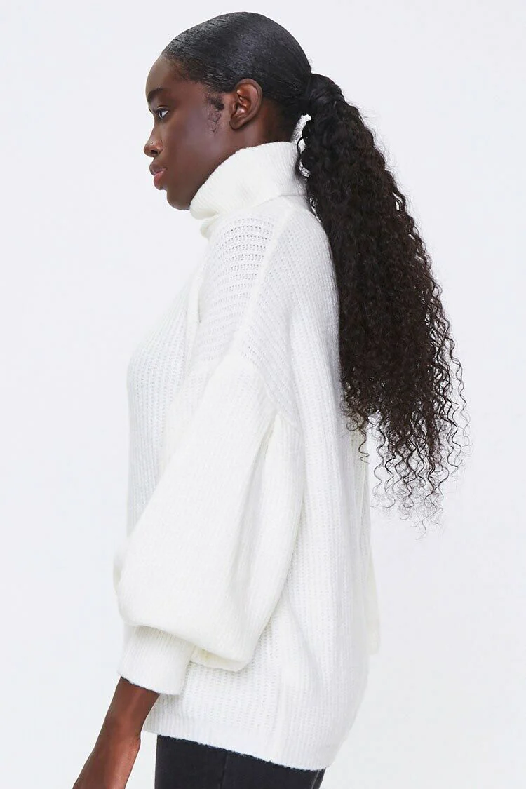 Turtleneck Balloon-Sleeve Sweater - Image 2