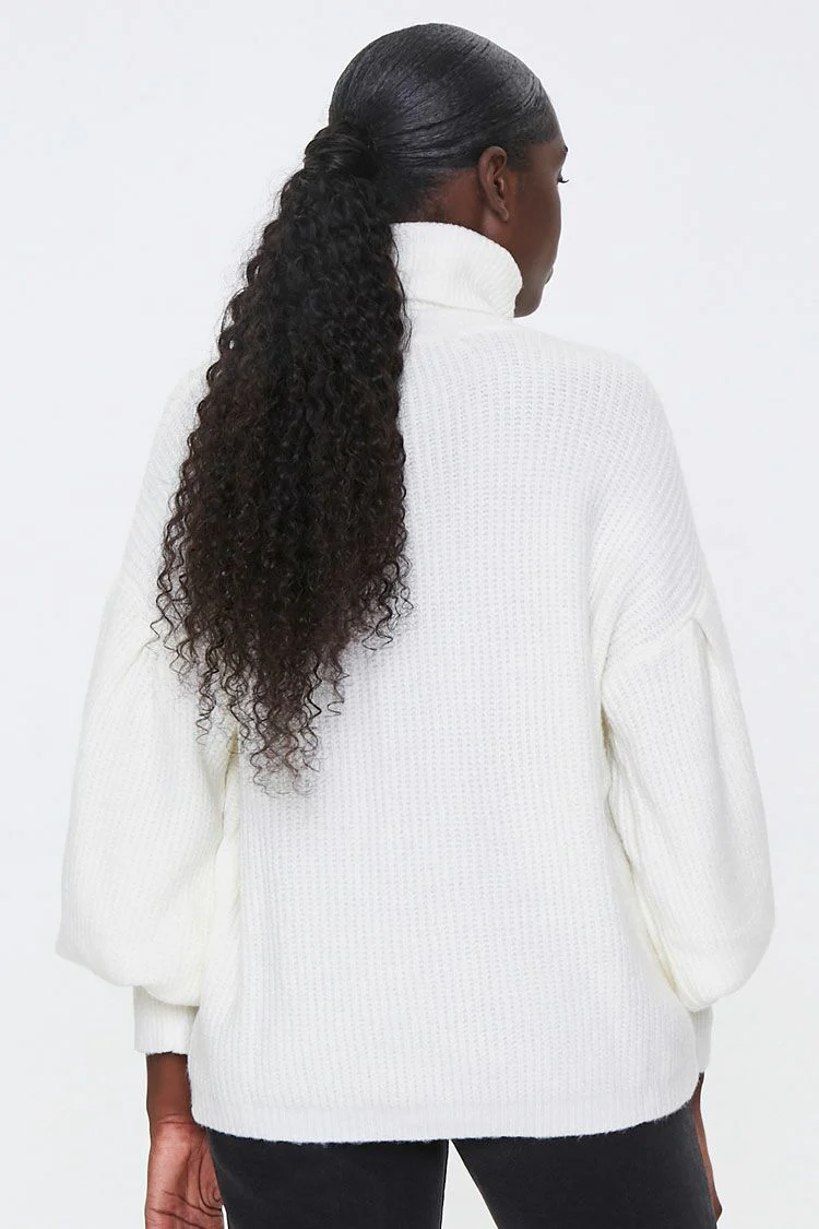 Turtleneck Balloon-Sleeve Sweater - Image 3