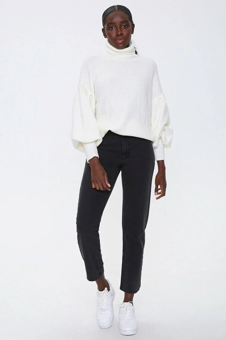 Turtleneck Balloon-Sleeve Sweater - Image 4