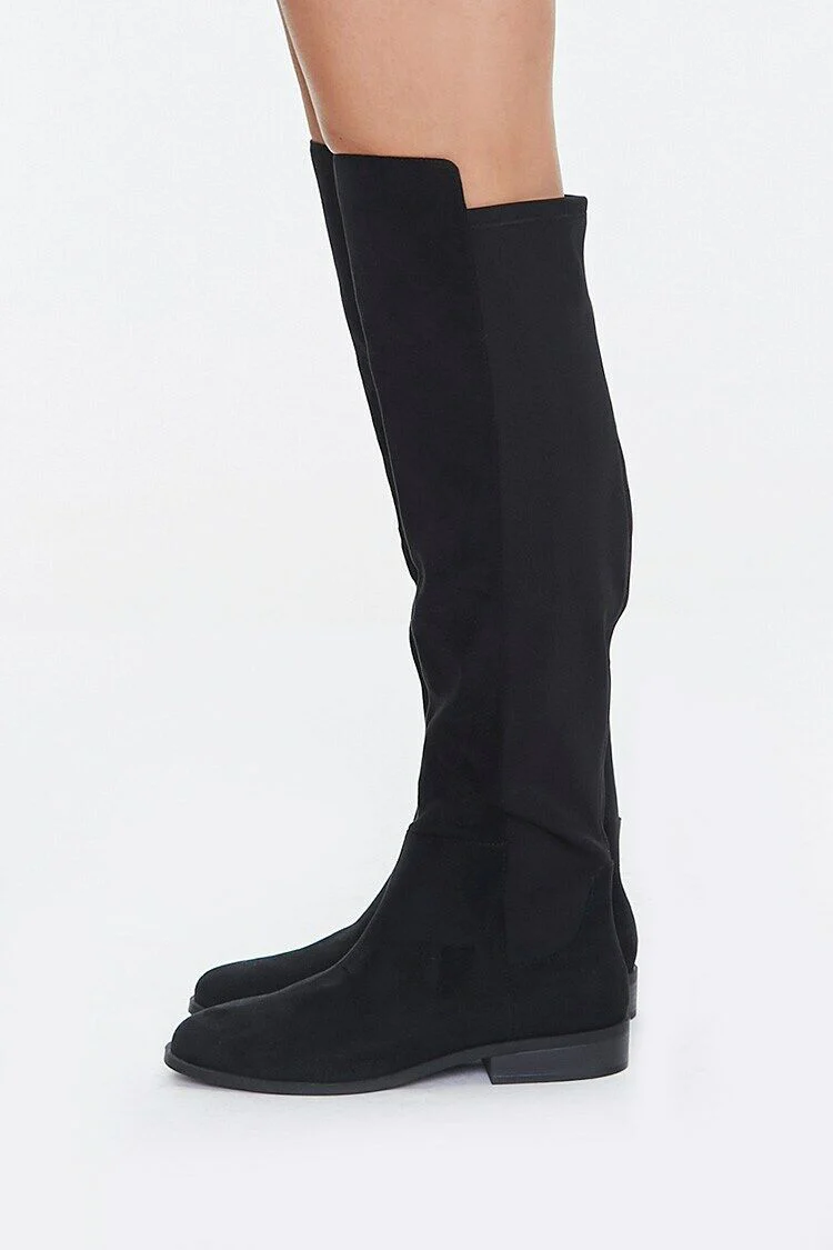 Faux Suede Knee-High Boots - Image 2