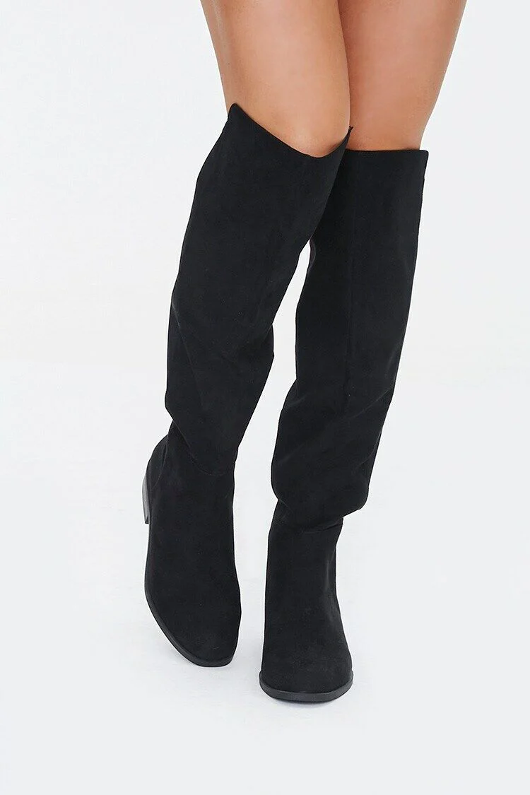Faux Suede Knee-High Boots - Image 4