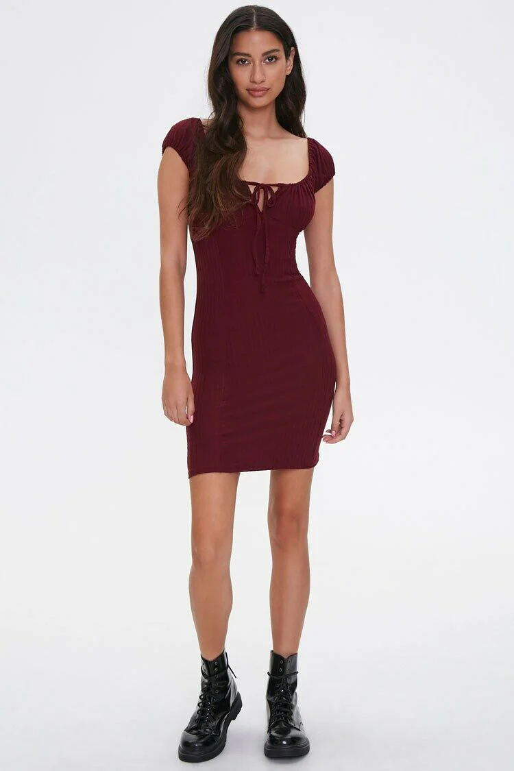 Ribbed Knit Bodycon Dress - Image 4