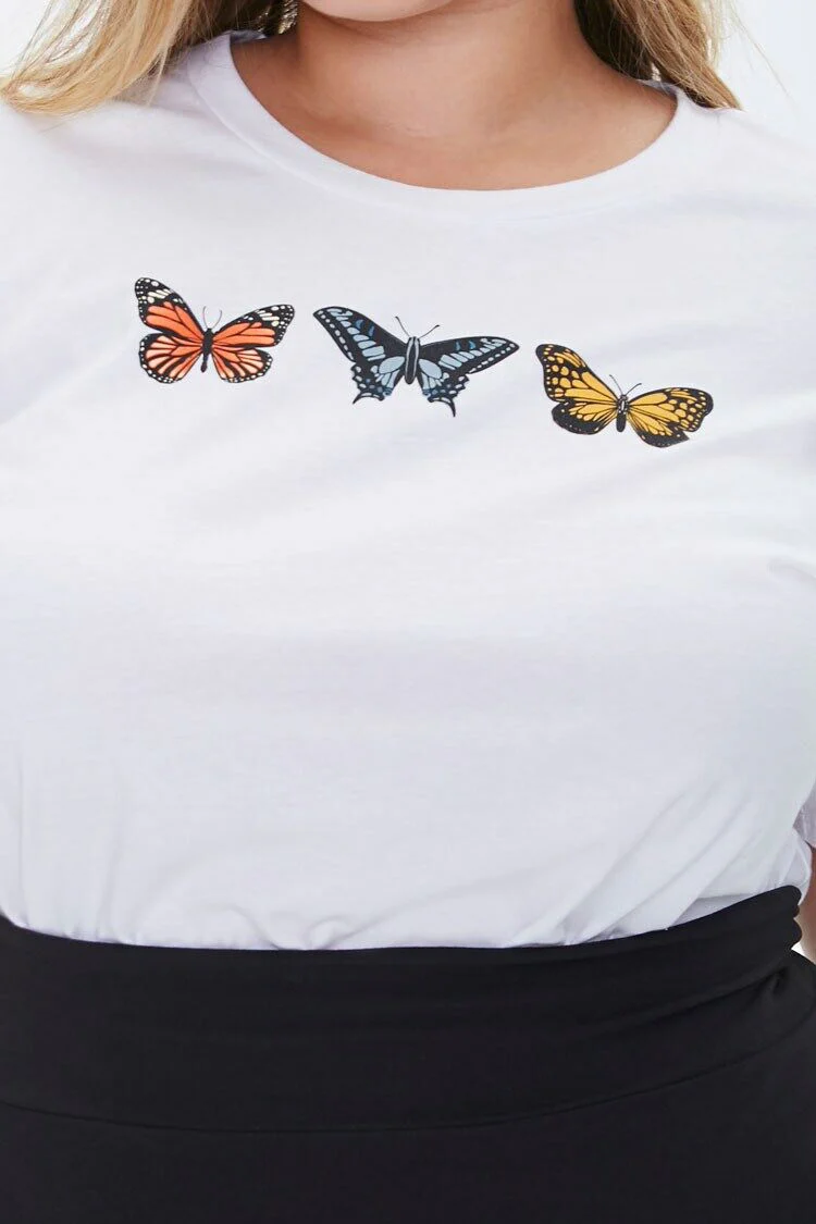 Plus Size Butterfly Graphic Tee - Image 5