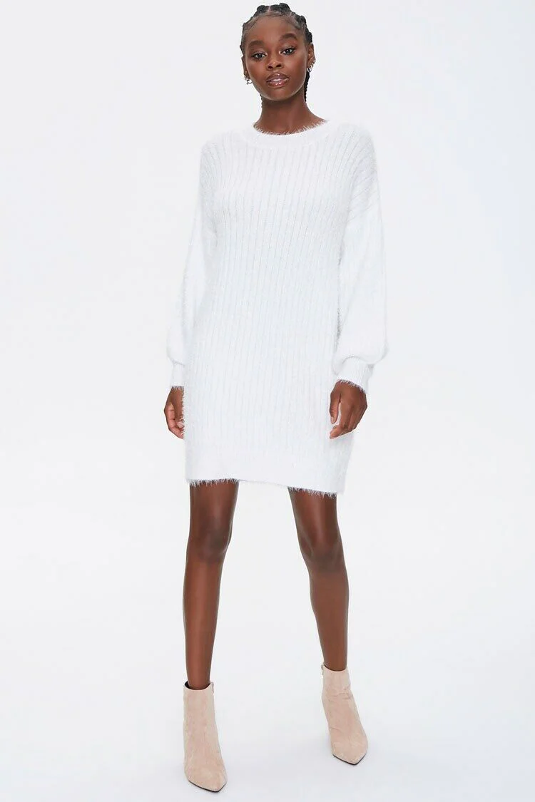 Fuzzy Knit Sweater Dress - Image 4