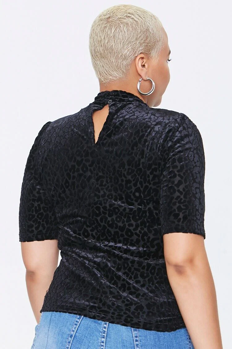 Plus Size Velvet Leopard Tee - Image 3