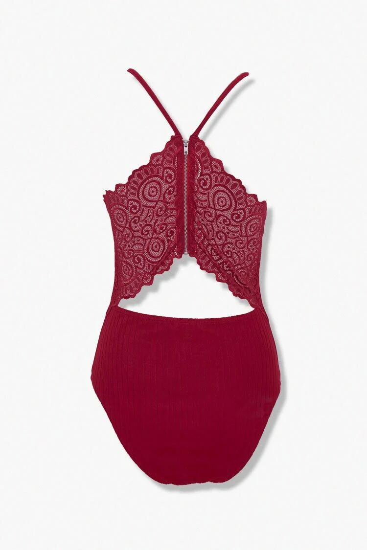 Lace-Back Cutout Bodysuit - Image 2