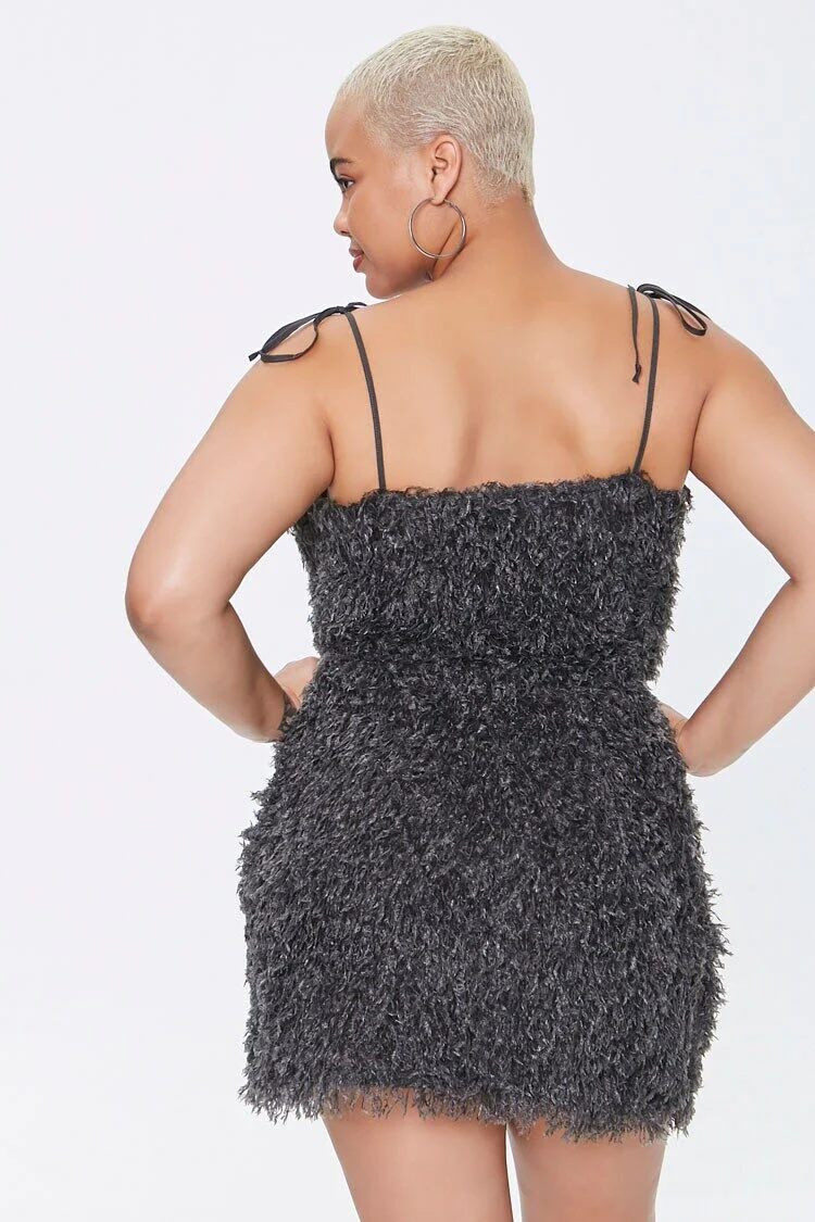 Plus Size Feathered Cami Mini Dress - Image 3