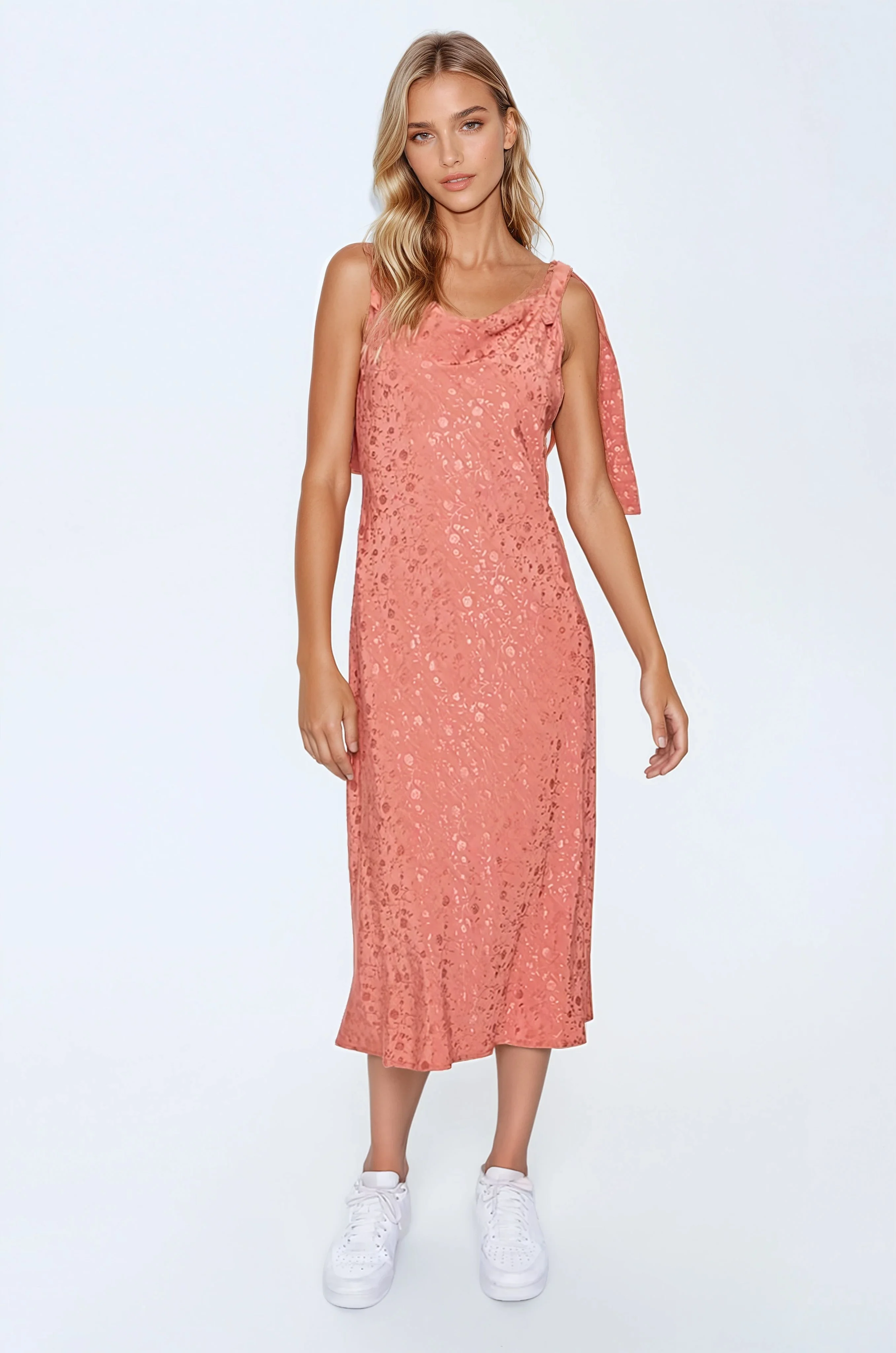 Floral Cowl Neck Midi Dress - Image 3