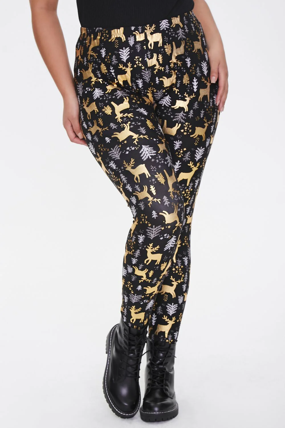 Plus Size Reindeer Print Leggings - Image 2