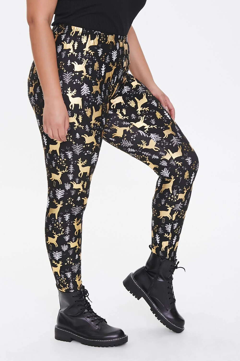 Plus Size Reindeer Print Leggings - Image 3