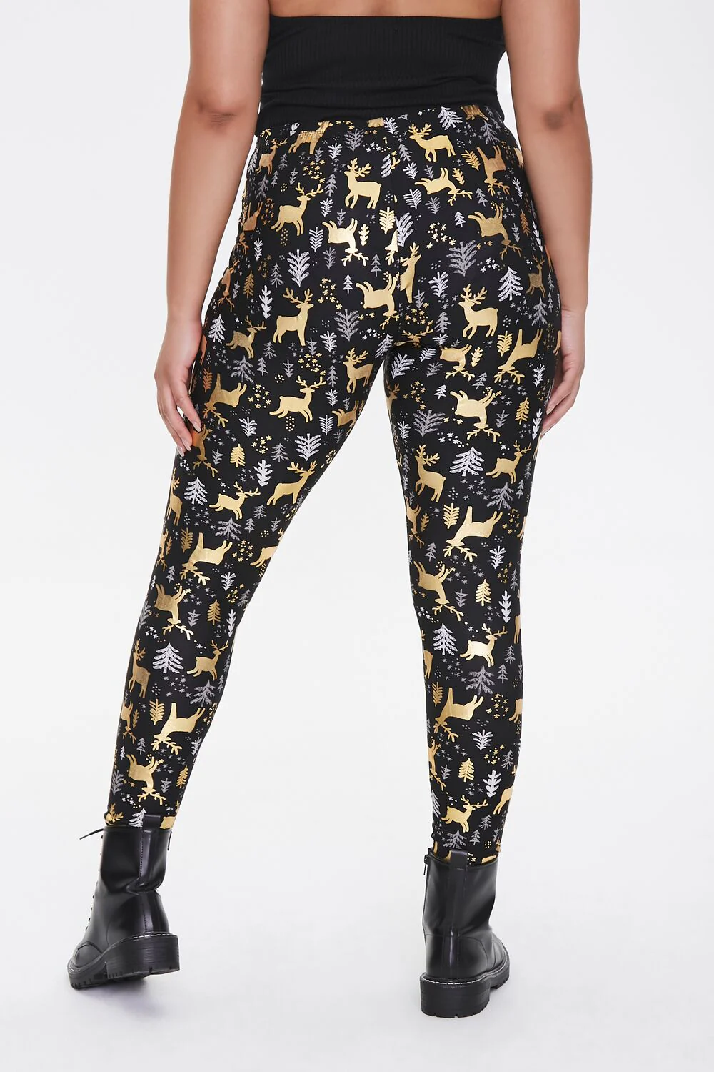 Plus Size Reindeer Print Leggings - Image 4