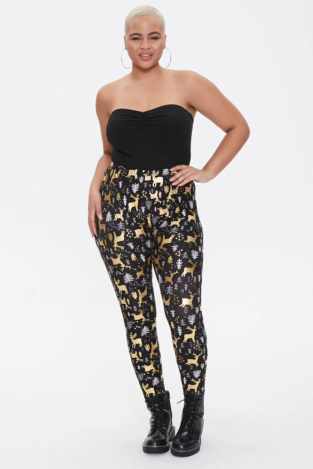 Plus Size Reindeer Print Leggings - Image 5