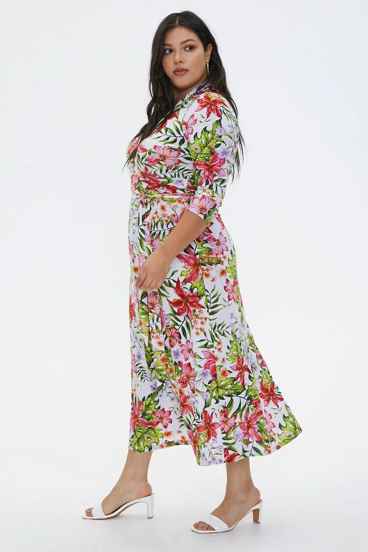 Plus Size Tropical Floral Dress - Image 2