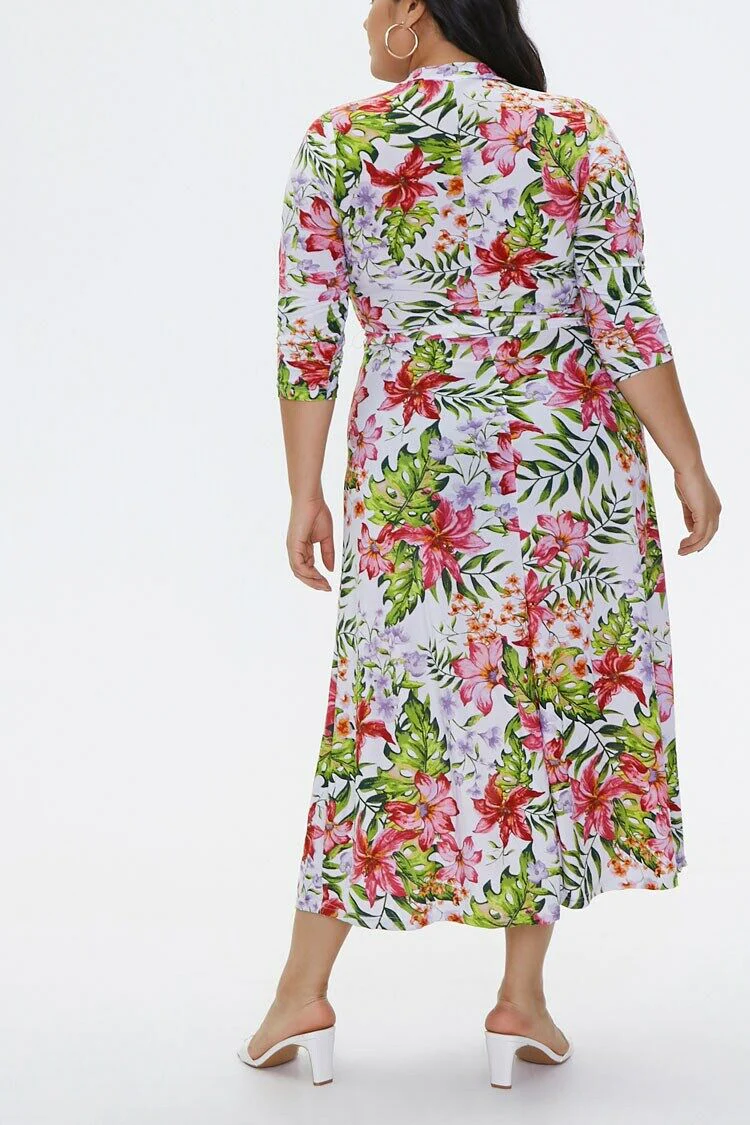 Plus Size Tropical Floral Dress - Image 3