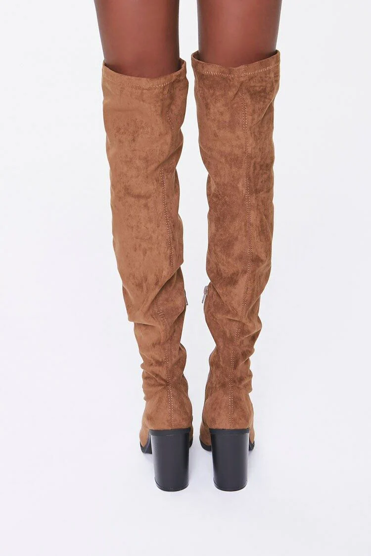 Faux Suede Block Heel Boots - Image 3