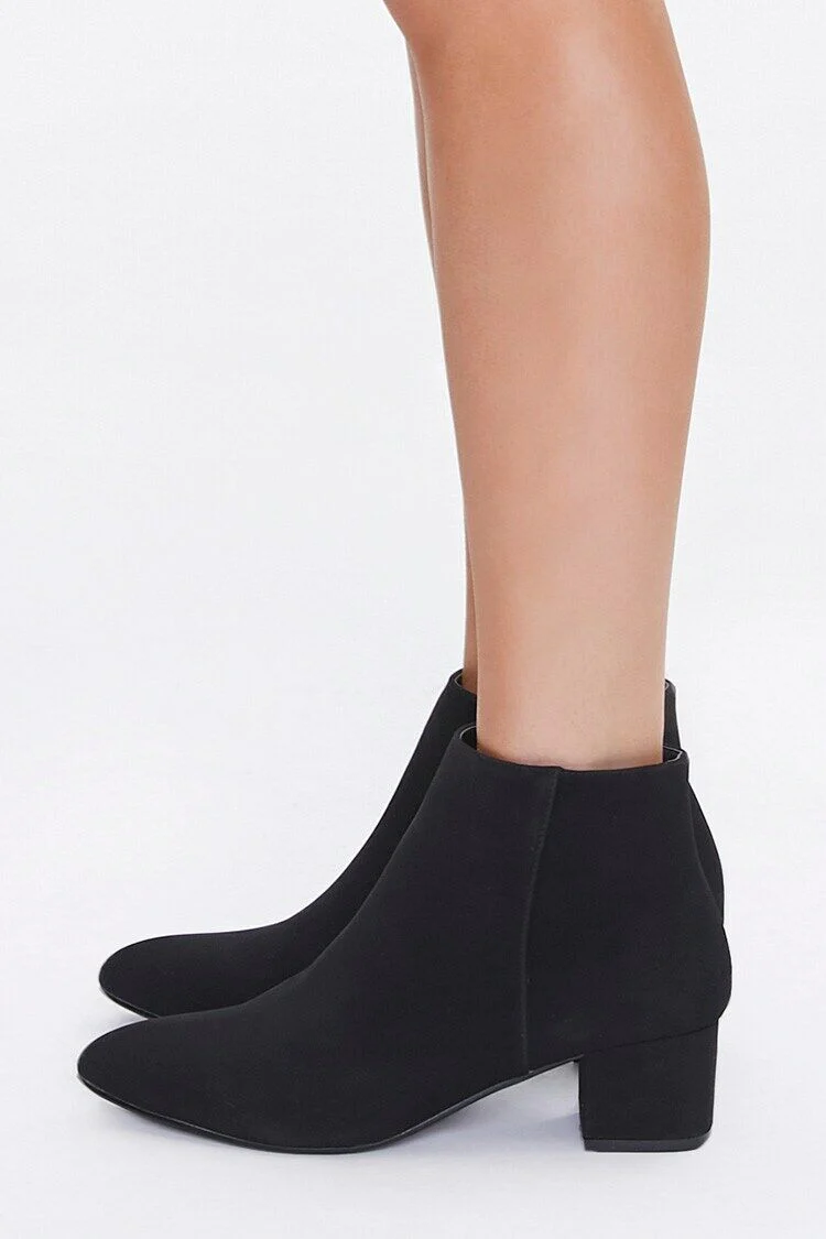 Faux Suede Block Heel Booties - Image 2