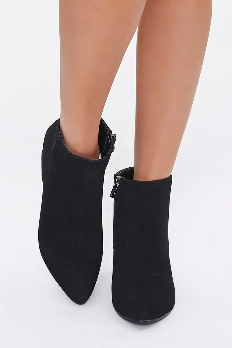 Faux Suede Block Heel Booties - Image 4